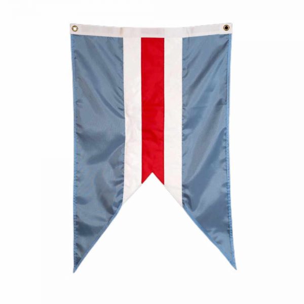 Sconset Trust Burgee with Sankaty Red and white stripes on a Trust Blue field